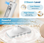 Mxnsewr Steam Mop All-in-one Multi-Functional Powerful Steam Cleaner, Handheld Detachable Floor Steamer with 2 Steam Level, 380ML Water Tank & 23FT Power Cord for Whole Home Use（White)