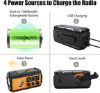 QAUYYW 74000mWh Emergency Radio with NOAA Weather, Portable Hand Crank SW/AM/FM Survival Radio with Fast Charge Rechargeable Solar Battery, Flashlight, Reading Lamp,SOS Sirenor Home Outdoor
