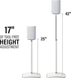 Sanus Speaker Stand for Sonos Era 100 Speakers - Height Adjustable Single Stand w/Easy 3 Step Install - Includes Rubber Feet & Carpet Spikes - White