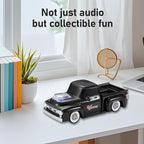 WSTER WS-538 Retro Pickup Truck Bluetooth Replica Speaker – Portable Wireless Car Model Speaker with FM, TWS, LED Party Lights, USB/TF Playback, Built-in Microphone, Type-C, Surprise Gift(Black)
