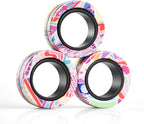 Magnetic Rings Fidget Toys for Adults,Fidget Spinner Rings for Anxiety Relief Therapy Toys for Teens Boy and Girl Ages 8-13,Gift for Kids Party Favors Stocking Stuffers,3pcs