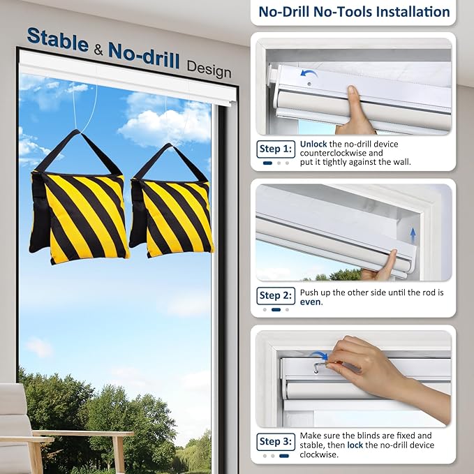 MANSNIX Smart Motorized Blinds with Remote, Cordless No-Drill Automatic Roller Shades, Blackout Electric Blind for Windows, White, 46 x 72