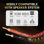 12 AWG 2Pack Audiophile Speaker Cable – Speaker Wire with Banana Plugs,4N OFC Core,Nylon Braid,Audio Wire,Compatible with Amplifier,Speakers,AV Receiver& Home Theater(9.84ft/3m)