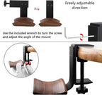 GEEKRIA Wooden Headphones Stand Compatible with Apple AirPods Max, Sony WH-1000XM6 Headphone Hook, Earphones Hanger Mount, Dual-Purpose Aluminum Headset Desktop Clip with Walnut Holder