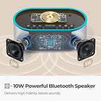 uscce Alarm Clock Bluetooth FM Radio: 10W Stereo Sound Speaker - Fast Wireless Charging for iPhone Samsung - Dimmable Clock Radio for Bedroom