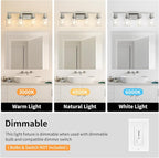 DIKAIDA Bathroom Vanity Light, 4-Light Nickel Modern Matte Wall Sconce Lighting with Clear Glass Shade, Wall Lights,Bath Vintage Wall Mounted Lamps for Mirror Bedroom Living Room