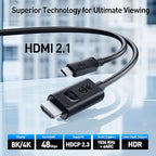 Cable Matters Unidirectional USB C to HDMI 2.1 Cable - 6ft, Support 4K@240Hz and 8K@60Hz, HDR - Thunderbolt 4, Thunderbolt 5, USB 4 Compatible with MacBook Pro, XPS, ThinkPad - Max 4K 60Hz on macOS