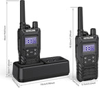 Ketelese T4 Walkie Talkies Long Range, IP67 Waterproof Dustproof Two Way Radio, Walkie Talkie Earpiece with Mic for Adult, USB, NOAA, VOX, Group Call, PTT(Black/ 2Pack)