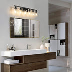 DIKAIDA 6-Light Black Vanity Lights 38'' Modern Bathroom Vanity Lighting Fixtures Above Mirror， Industrial Matte Bathroom Light Fixtures, Bath Wall Light Fixtures, Black Wall Sconces