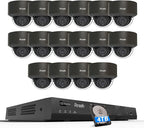 PANOOB 16 Channel Security Camera System 4K PoE, 16x 8MP IK10 Vandal Proof Dome Camera w/Smart Human Vehicle Detection, Wired IP Camera Outdoor Built-in Mic, 4K 8MP 16CH NVR 4TB HDD, PD54B1616-8M