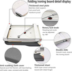 AKOZLIN Retractable Pull Out Ironing Board Closet Sliding Out Swivel Iron Board Mounted in Drawer with Heat Resistant Ironing Cover, Board Size: 31.88"*13", Gray