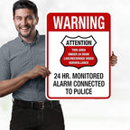 Warning 24 HR. Monitored Alarm Connected To Police Sign, 18x24 Inches, Rust Free .063 Aluminum, Fade Resistant, Made in USA by My Sign Center
