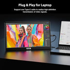 QQH Portable Monitor, 15.6" Portable Travel Monitor for Laptop 1080P FHD IPS Second Screen, USB C HDMI External Gaming Monitor Display for Computer Phone PC PS4 PS5 Xbox Switch (Z1-9)