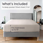 Bambaw 100% Viscose Derived from Bamboo Fitted Sheet Full Size, Cooling Fitted Sheet Full Size, 15’’ Deep Pockets, Ultra Soft Bottom Sheets Only (Sand)