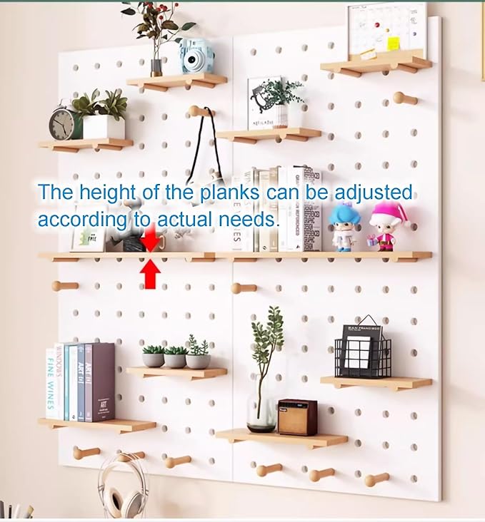 Wooden Wall Organizer Kit - Versatile Display Panels for Bedroom, Office, Bathroom - Wall-Mounted Storage Solution (Natural, 60x120CM)