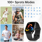Smart Watches for Women Men with Bluetooth Call & AI Voice, 1.85" HD Fitness Tracker with Heart Rate SpO2 Sleep Monitor, 100+ Sports Modes,Mini Games, IP68 Waterproof Smartwatch for Android iOS Phones