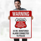 Warning 24 HR. Monitored Alarm Connected To Police Sign, 24x30 Inches, 3M EGP Reflective, Rust Free .080 Aluminum, Fade Resistant, Made in USA by My Sign Center