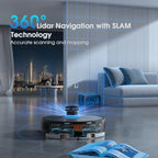 Robot Vacuum and Mop Combo, Robotic Vacuums Cleaner with LiDAR Navigation, Smart Mapping, Strong Suction, with WiFi/App/Alexa/Voice Control, Obstacle Avoidance, for Home, Wood/Hard Floors, Pet Hair