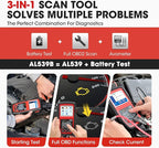 Autel AL539B OBD2 Scanner, 3-in-1 Code Reader Battery Tester Avometer for 12 Volts Batteries, Full OBDII Diagnosis and Circuit Starting & Charging Systems Test, All Enhanced Ver. of AL519 AL539