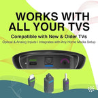TV Streamer for Bluetooth Hearing Aids – Wireless Audio Transmitter with Digital Stereo, Easy Pairing, Optical & Analog Inputs, Supports Multiple Pairs