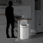 iTouchless 13 Gallon Oval Sensor Trash Can with Odor Filter, Automatic Motion Sensor Kitchen Bin, Soft-Close White Steel, Slim Curved Design for Nursery, Bathroom & Clinic