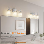 AONEON Bathrom Light Fixtures Brushed Nickel 3-Light with White Frosted Glass Shade, Modern Wall Lamps Over Mirror for Bath Washroom Living Room T001BR-L3