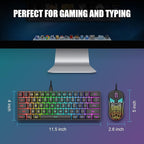 RedThunder 60% Gaming Keyboard and Mouse Combo, Ultra-Compact 61 Keys RGB Backlit Mini Keyboard, Lightweight 7200 DPI Honeycomb Optical, Wired Gaming Set for PC MAC PS5 Xbox Gamer(Black)