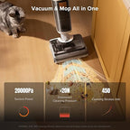 roborock F25 GT Set Wet Dry Vacuum Mop, Wet Dry Vacuum Cleaner Cordless, 20000Pa Floor Cleaner Machine for Tile Hard Floor, 194°F Self Cleaning Mop Combo with 180° Lie-Flat, 2 Extra Roller Brush