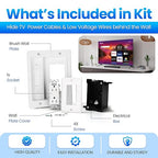 Inara in Wall Cable Management Kit – Recessed Outlet to Hide TV Cords & Wires, Power Bridge Mounting Concealer, TV Cord Hider for Wall Mounted TV & Cable Pass Through, in-Wall Hidden Back Cover