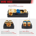 RED WOLF 2 Way Mini ANL Fuse Holder 60A 0/2/4 Gauge Input 4/8 Gauge Output Fuse Distribution Block for Car Boat Trolling Motor Marine Audio Amplifier Stereo Video System