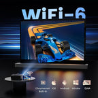 [1200 ANSI/Auto Focus/Built-in APPs] Outdoor-Projector-4K with Wifi6 and Bluetooth, Smart TV OS & DoIby, Portable Projector with Netflix/YouTube/PrimeVideo, ONOAYO 1080P Proyector with 300 ''Display