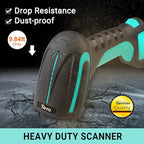 Tera 1D 2D QR Barcode Scanner Wireless with Stand, Heavy Duty Industrial IP66 Drop Resistance, Image Scanning Handheld Reader Compatible for Bluetooth with Vibration Alert Model 8100, Battery Powered