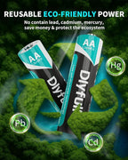 Rechargeable AA Batteries with Charger, Dlyfull 8 Pack of 2800mAh High Capacity Low Self Discharge Ni-MH Double A Batteries with 8 Bay AA AAA Battery Charger (USB-C Fast Charging, Independent Slot)