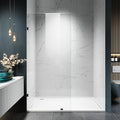 Shower Glass Panel, 36" W x 76" H Fixed Shower Screen Panel with 3/8"(10mm) SGCC Clear Tempered Glass, Frameless Walk in Shower Door for Bathroom (Matte Black, 36" W x 76" H)
