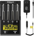 18650 Battery Charger, MIEKLALE 4-Bay Rechargeable Battery Charger with Smart LCD Display, Discharge & Testing Functions for Rechargeable Batteries Li-ion 26650 14500 17500 RCR123,Ni-MH/Cd AA AAA