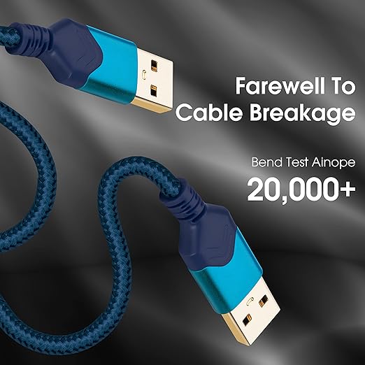 ROFICORD USB 3.0 Male to Male Cable, USB A to USB A High Speed Data Cord Compatible with Hard Disk Drive/Laptop Cooler/Set-top Box/DVD Player/TV/Camera and More (1 FT, Black)