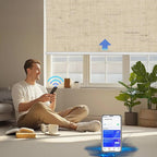COOLWINDS Motorized Blinds with Remote Cordless Automatic Motorized Shades Custom Blinds for Indoor Windows Smart Curtains with Alexa Google Home(Blackout Linen Soft Dunes,W43 x H72in)