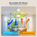 FANX 22 Inch Ceiling Fan with Light and Remote, Quiet DC Motor, Dimmable LED, Reversible 3-Speed Control, Easy Installation Flush Mount Fan for Small Rooms (Green)