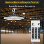 ACOHOOK 300W LED High Bay Light Motion Sensor(Energy Saving), 45000lm Commercial Bay Lights with Remote Control AC100-277V High Bay LED Shop Lights Supports Normal Mode & Motion Mode Switching- 6Pack