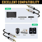 Elecan Premium RCA Cable 4 Ft (Hi-Fi Sound-16 AWG-Shielded) 2 RCA Male to 2 RCA Male Stereo Audio Cable, Gold Plated-Aluminum Alloy Shell-Pure Copper-Braided RCA Cord for Home Theater Speakers + Ties
