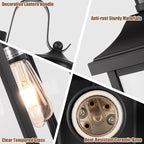 Roravilila 18 Inch Motion Sensor Outdoor Lights 2-Pack, Large Black Dusk to Dawn Outdoor Porch Lights for House IP65 Waterproof Exterior Lighting Fixtures for Front Door Garage Lantern Sconces