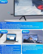 2026 Upgraded Wireless HDMI Transmitter and Receiver 328FT/100M, Plug & Play 5G+2.4G Wireless HDMI Extender Kit Display Adapter, 4K Decode 1080P Output, for Audio to Monitor from PC/Projector/TV Box