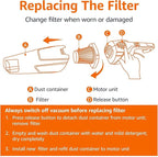 Amazon Basics Washable Replacement Filters 2-in-1 Corded Stick Vacuum Cleaner ONLY (not for Other Models), Pack of 4, White