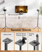 ULTIMEA 2-Pack Universal Height-Adjustable Speaker Stands, Black Floor Speaker Stand with 3KG Capacity, Extendable from 62cm to 93cm for Satellite Speakers, Steady 310