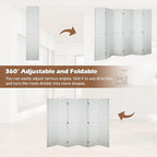 ECOMEX 6 Panel Room Divider, 5.6Ft Pegboard Display Wooden Room Divider Folding Privacy Screen Room Divider Freestanding Peg Board Display for Trade Show Craft Show Home Wall Organizer, Elegant White
