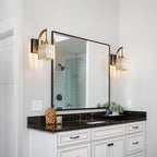 FDPBY Wall Sconces, Set of 2 Black Gold Crystal Vanity Lights, Modern Wall Lamp for Bathroom, Hallway, and Makeup, Easy Installation