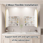 Gold Medicine Cabinet with Mirror,Bathroom Arched Medicine Cabinet Wall Mounted,Modern Vanity Mirror with Storage,Bathroom Storage Cabinet with Adjustable Shelves,Not Recessed,24x36 Inch