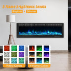 CharaVector 70 inch 750W/1500W Electric Fireplace Inserts with Remote Control in Wall Mounted, Energy Saving LED Insert Fireplace Heater Indoor Glass View with Remote Control & Touch Screen, Black