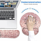 Keyboard Wrist Rest + Mouse Pad Wrist Support Set with Coasters, Non-Slip PU Base Ergonomic Mousepad for Home Office Working Studying Easy Typing & Pain Relief, Bible Verse Philippians 4-13