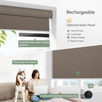 ZSHINE Motorized Blackout Window Blinds Customize Width (23-95 Inches) Remote Control Wireless and Rechargeable Roller Shades Blinds for Windows, Home, Office, Hotel, Club, Restaurant(82010E Bronze)